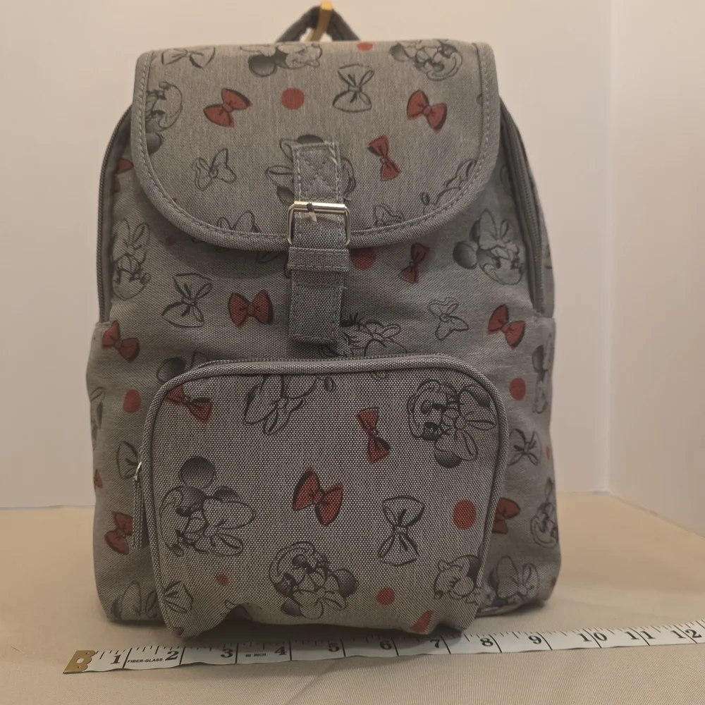 Disney Minnie Mouse Bows Mini Backpack - Gray & Red Cute Bag